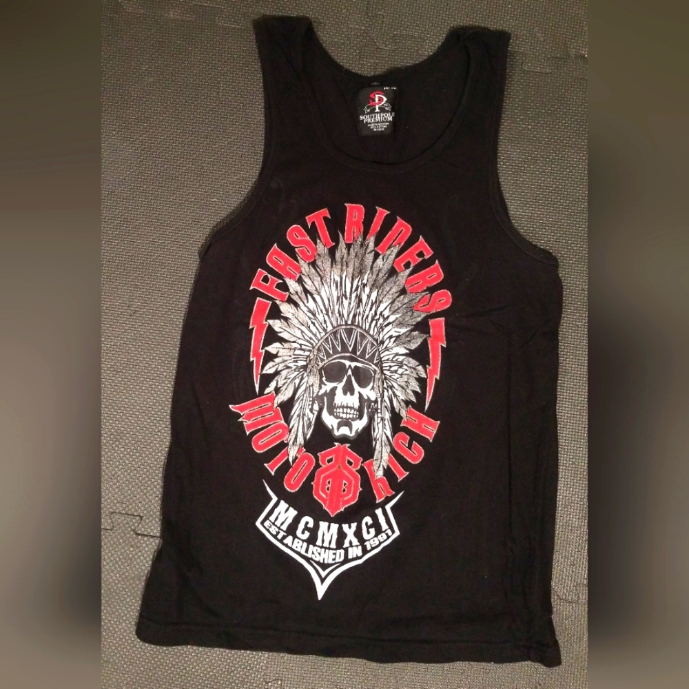 South Pole indian headdress skull motorcycle tank